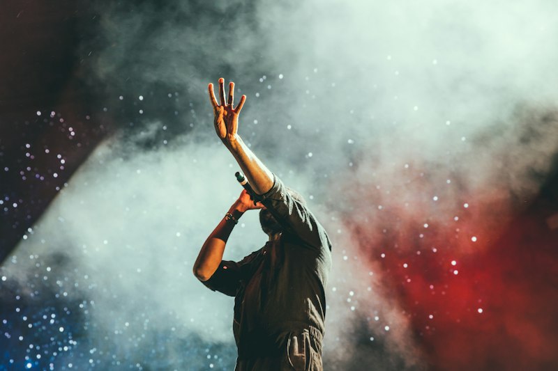 Singer in smoke